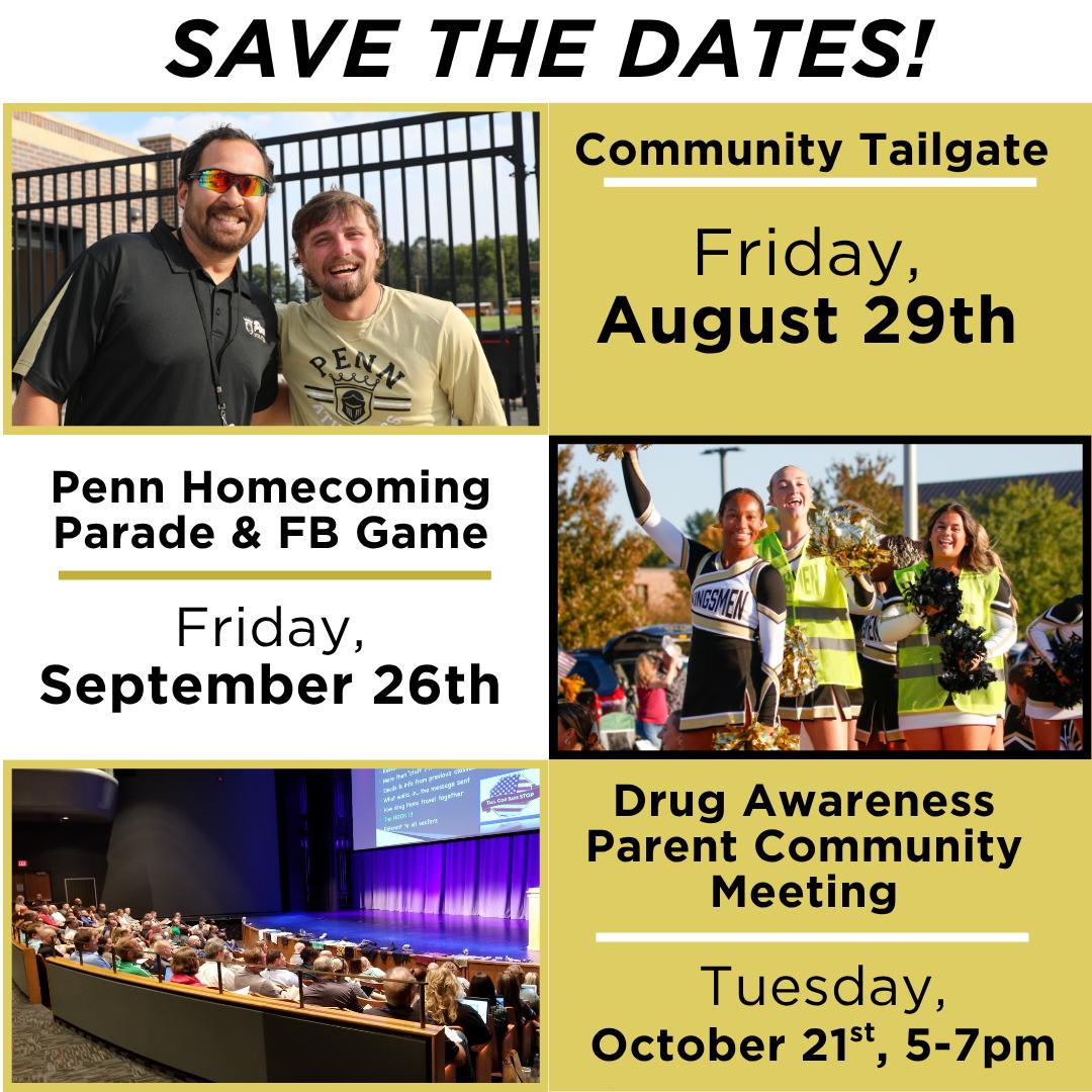 ๐
We know there's a lot of events coming up so we wanted to put a few on your radar. More details to come, stay tuned!
โก๏ธ Friday, August 29th, Community Tailgate
โก๏ธ Friday, September 26th, Homecoming Parade & Game
โก๏ธ Friday, October 21st, Drug Awareness Parent Community Meeting