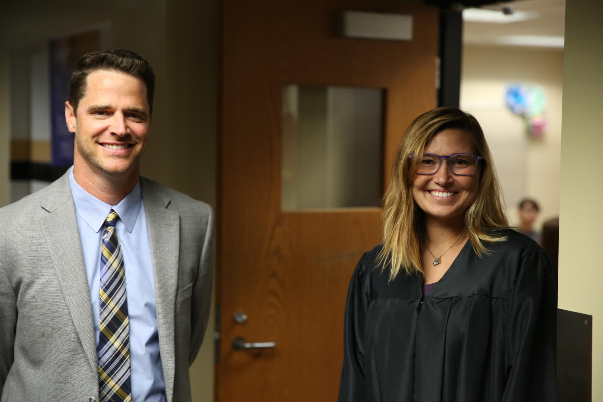 Penn Principal Sean Galiher with Early College Academy Faculty Member Sarah Dwigins