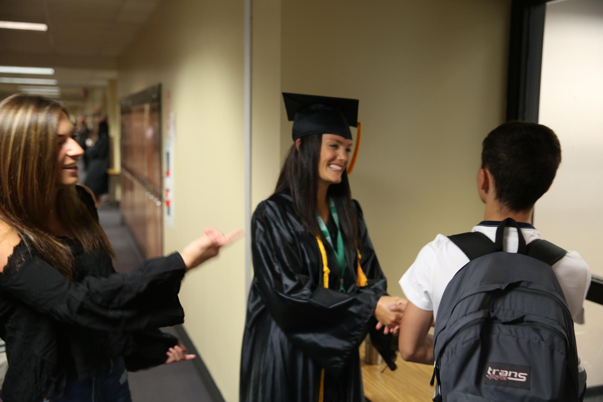 Mrs. Danielle Black welcomes Early College Academy seniors getting them excited for graduation