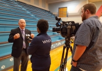 Madison Principal Kevin McMillen being interviewed by WNDU-TV