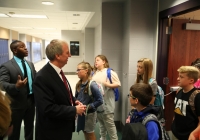 Dr. Thacker welcomes back Grissom Middle Schools students on the 1st Day of School