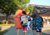 Horizon Elementary School Principal Tressa Decker welcomes students back on the 1st Day of School
