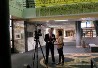Supt. Dr. Thacker being interviewed by ABC 57