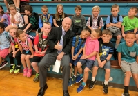 Madison Principal Kevin McMillen with Madison students