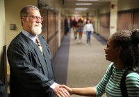Penn Early College Academy Faculty Member Jim Schmidt welcomes students back